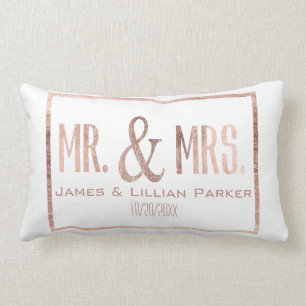 Imitat-Rosen-Goldherr und Frau Monogram Wedding Lendenkissen