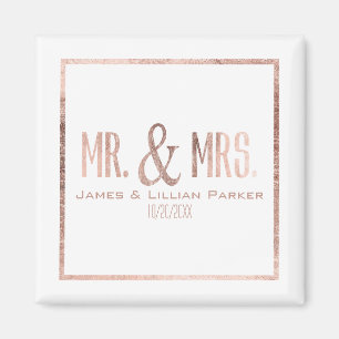 Imitat-Rosen-Goldherr und Frau Monogram Wedding Magnet