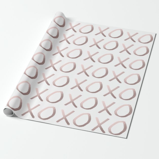 Imitat-Rosen-Goldtypographie umarmt und küsst xoxo Geschenkpapier (Ungerollt)