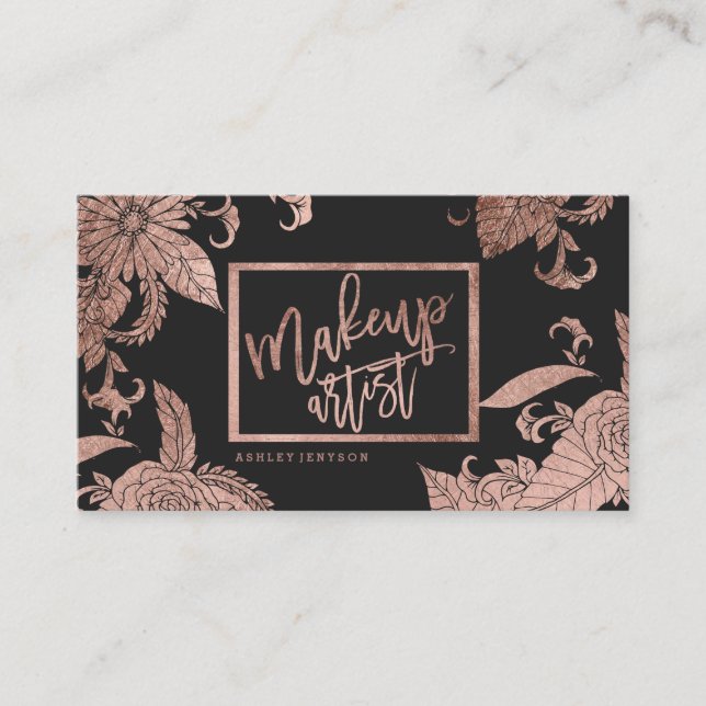 Imitat-Rosengold der Make-uptypographie trendy mit Visitenkarte (Vorderseite)