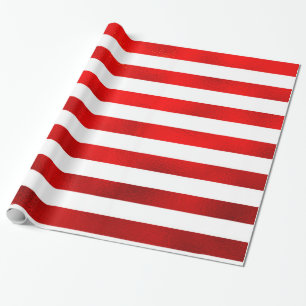 Imitat Rote weiße horizontale Streifen "Candy Str Geschenkpapier
