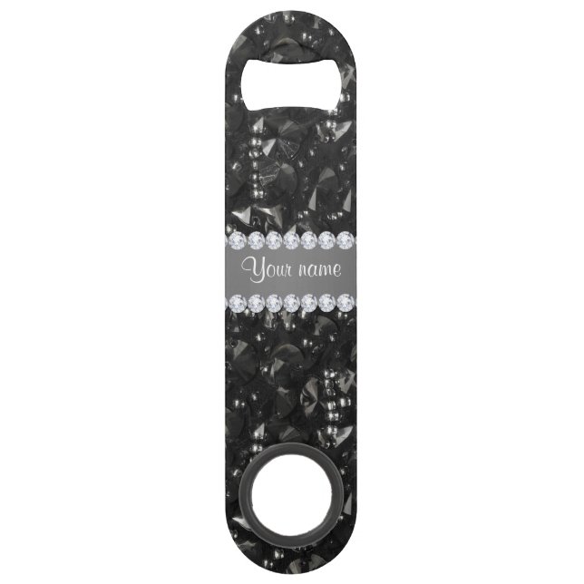 Imitat-schwarze Sequins und Diamanten Speed Flaschenöffner (Vorderseite)