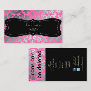 Imitat silber Barockdampfer/DJ-Farbrosa Visitenkarte