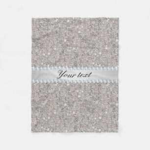 Imitat-silberne Sequins und Diamanten Fleecedecke