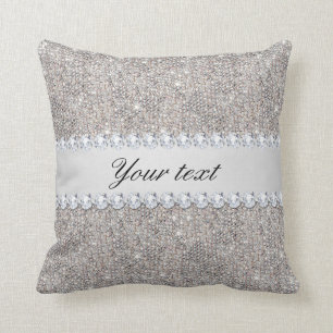 Imitat-silberne Sequins und Diamanten Kissen