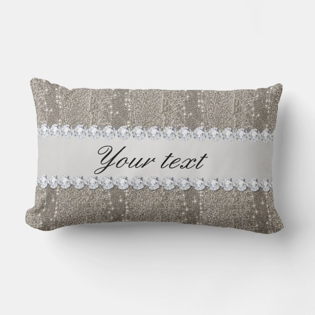 Imitat-silberne Sequins und Diamanten Lendenkissen (Vorderseite)