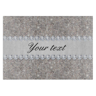 Imitat-silberne Sequins und Diamanten Schneidebrett