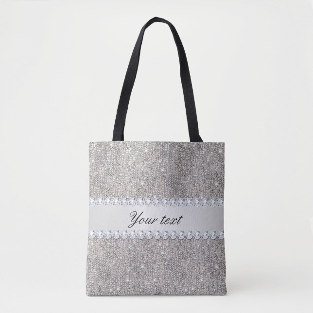 Imitat-silberne Sequins und Diamanten Tasche (Vorderseite)