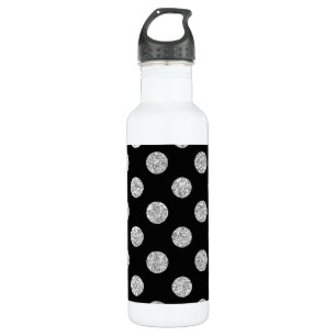 Imitat-silbernes Glitzer-Polka-Punkt-Muster auf Edelstahlflasche