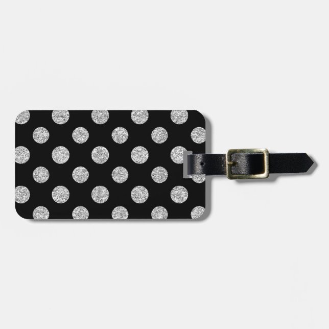 Imitat-silbernes Glitzer-Polka-Punkt-Muster auf Gepäckanhänger (Vorderseite horizontal)