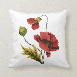 Imitat-Stickerei-rotes Mohnblumen-Kissen Kissen