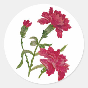 Imitat stickte rote Gartennelken Runder Aufkleber