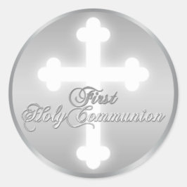 Imitat versilbert, kreuzt 1. heilige runder aufkleber