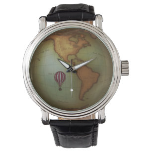 Imitat-Vintage Luftfahrtkarte Amerikas Armbanduhr