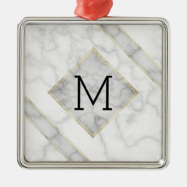 Imitat-weißer Marmor u. beige Alabaster mit Silbernes Ornament