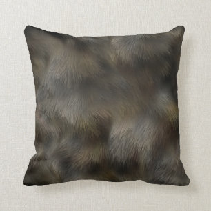 Imitat-Wolf-Pelz-Haar-Grau- u. Browntierhaut Kissen