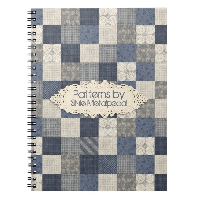 Imitatdenim blaues steppendes quilter Sahnemuster Notizblock (Vorderseite)