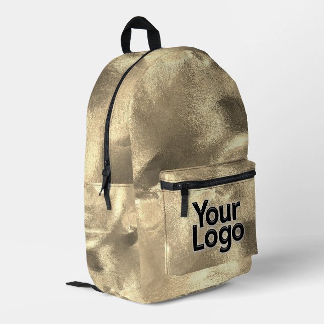 Imitate 24K-Gold-Leaf-Bling-Glam-Berufliches Logo Bedruckter Rucksack (Rückseitige Ecke links)