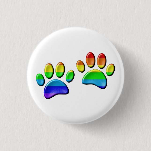 Imitate 3D-Regenbogen-Hundetext Button (Vorderseite)