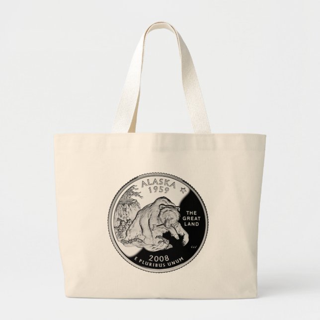 Imitate Alaska Staat Quarter The Great Land Grizzy Jumbo Stoffbeutel (Vorne)