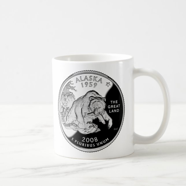 Imitate Alaska Staat Quarter The Great Land Grizzy Kaffeetasse (Rechts)