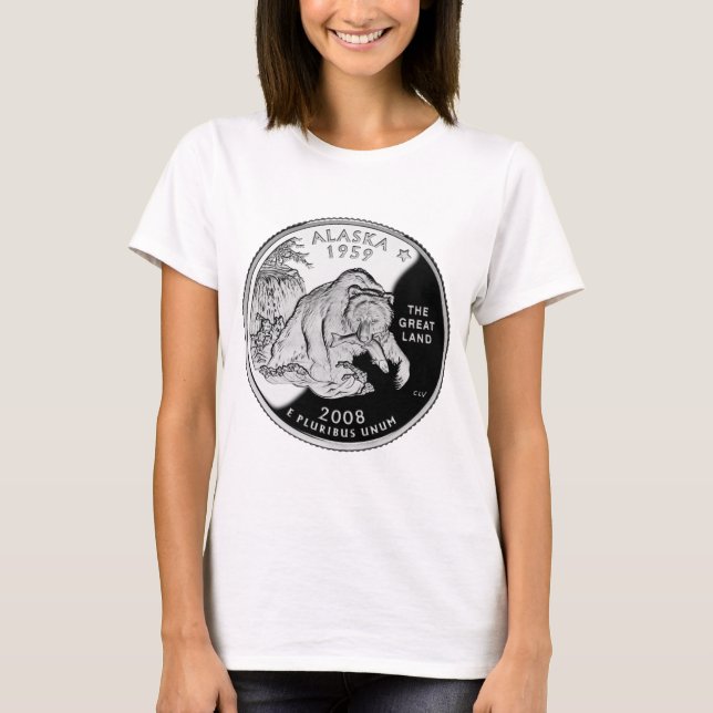 Imitate Alaska Staat Quarter The Great Land Grizzy T-Shirt (Vorderseite)