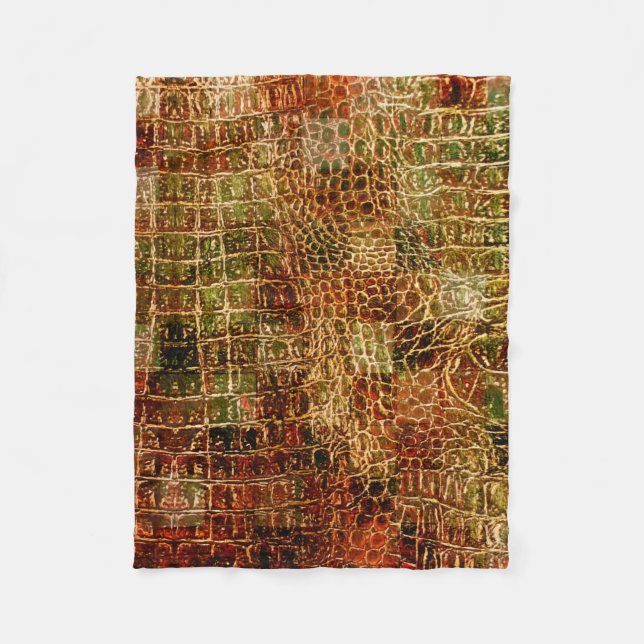 Imitate Alligator Animal Skin Leather Red Brown Fleecedecke (Vorderseite)
