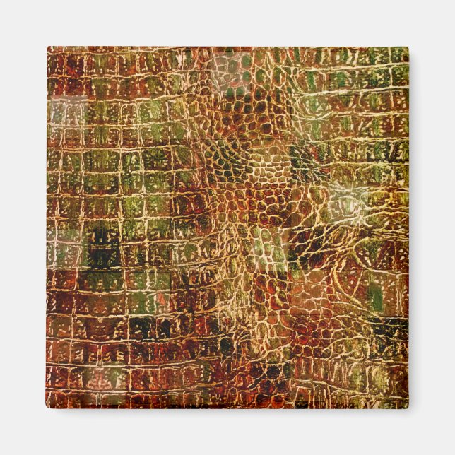 Imitate Alligator Animal Skin Leather Red Brown Magnet (Vorne)