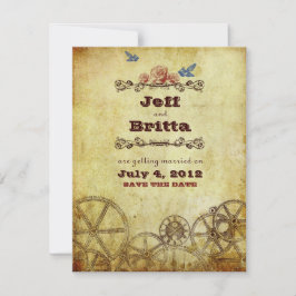 Imitate Antique Gold Viktorianisch Steampunk Hochz Save The Date
