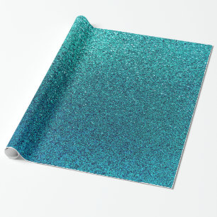 Imitate Aqua Aquamarin Türkis Blauer Glitzer Hint Geschenkpapier