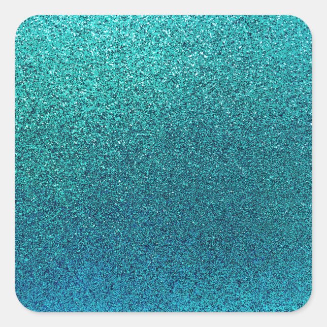 Imitate Aqua Aquamarin Türkis Blauer Glitzer Hinte Quadratischer Aufkleber (Vorderseite)