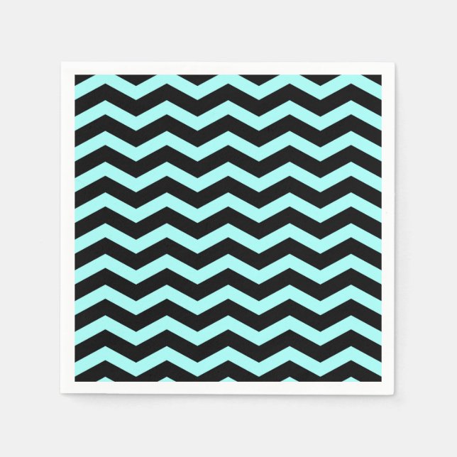 Imitate Aquamarin "Light Blue" Schwarzer Foil Zick Serviette (Vorderseite)