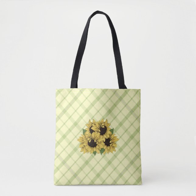 Imitate Aquarell Sonnenblumen Stoffe Tasche (Vorderseite)