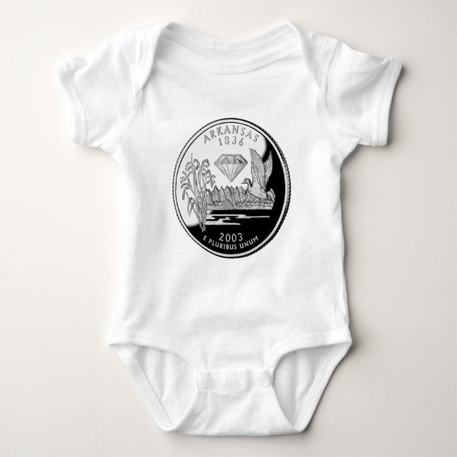 Imitate Arkansas Staat Quarter Krater von Diamonds Baby Strampler (Vorderseite)
