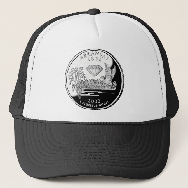 Imitate Arkansas Staat Quarter Krater von Diamonds Truckerkappe (Vorderseite)