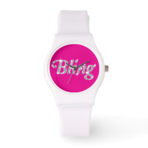 Imitate auf rosa Bling-Design Beobachten Armbanduhr