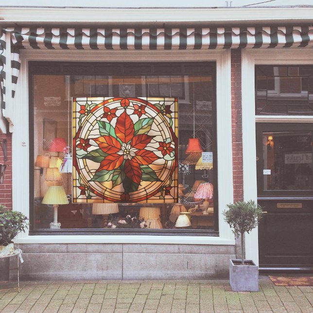 Imitate aus festem Glas Poinsettia Groß Fensteraufkleber (Von Creator hochgeladen)