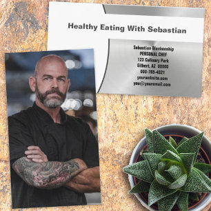 Imitate aus gebürstetem Stahl FRONT Custom Foto BA Visitenkarte