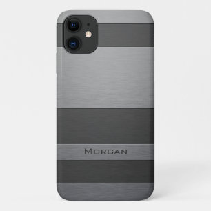 Imitate aus gebürstetem Stahl - Name hinzufügen iPhone 11 Hülle
