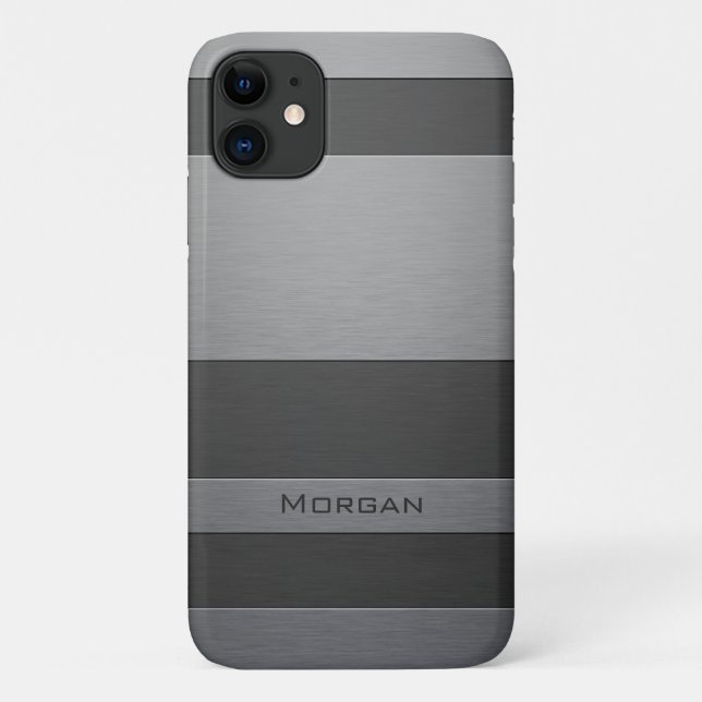 Imitate aus gebürstetem Stahl - Name hinzufügen Case-Mate iPhone Hülle (Rückseite)