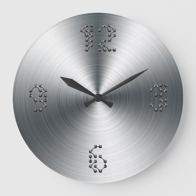 Imitate aus gebürstetem Stahlblech Moderne Wandleu Große Wanduhr (Vorderseite)