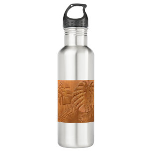 Imitate aus gegossenen Holzblättern Edelstahlflasche