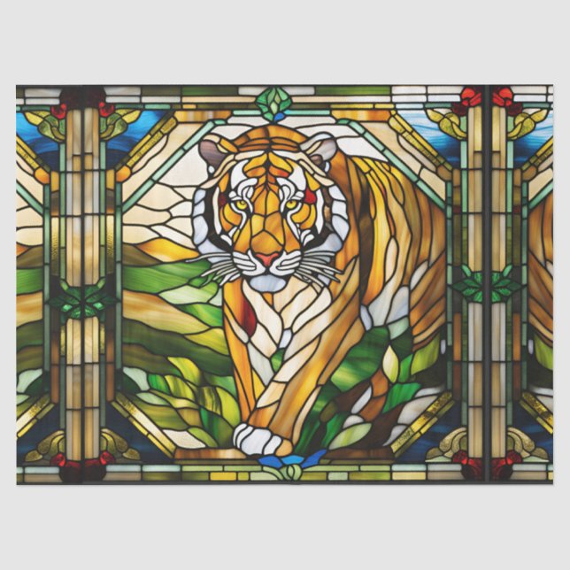 Imitate aus Glas Tiger für Decoupage Craft Tissu Seidenpapier (Vorderseite)
