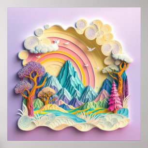 Imitate aus Regenbogen schneiden Papier Poster