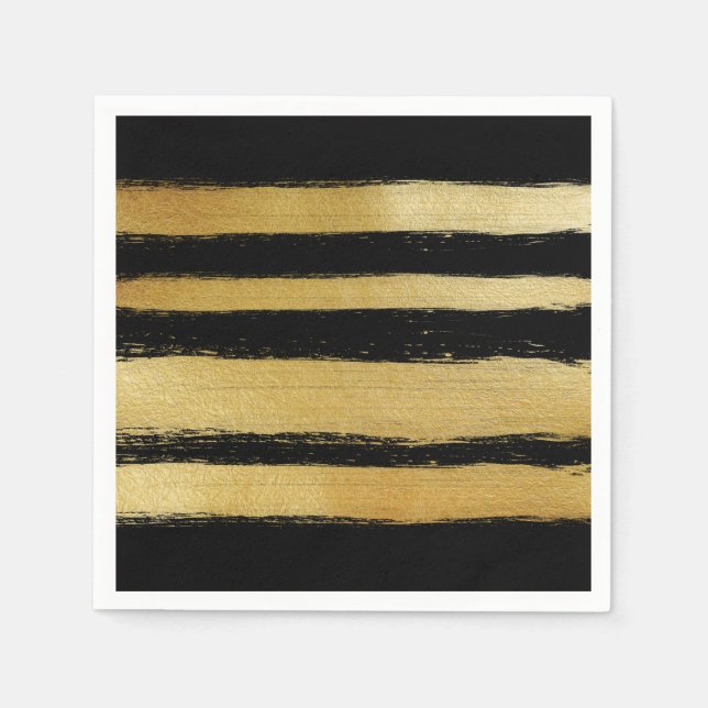 Imitate aus schwarzem Gold, moderne Pinselstriche Serviette (Vorderseite)
