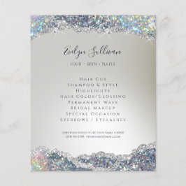 Imitate aus Silber Glitzer Folie Flyer