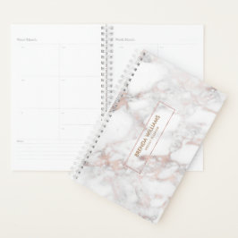 Imitate aus Weiß und Rose-Gold Planer