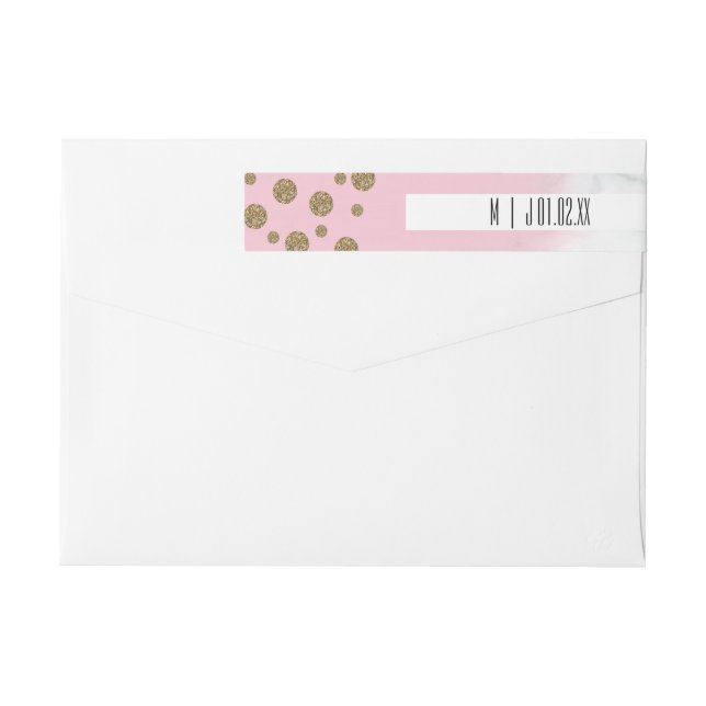 Imitate aus weißem Marmor Glitzer Hochzeitslogo (Rückseite)