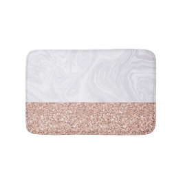 Imitate aus weißem Marmor Rose Gold Pink Glitzer Badematte