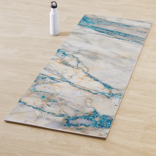 Imitate aus weißem und blauem Glitzer (Marmor) Yogamatte (Beispiel)